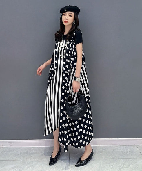 Polka Dot & Stripe Patchwork Dress